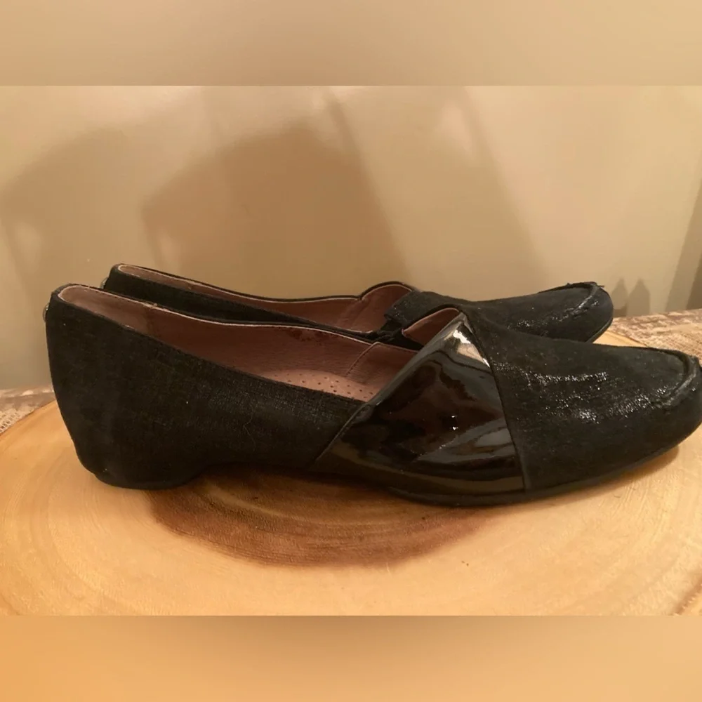 Donald J Pliner Sz 8‎ US Brix Black Mixed Media Slip On Comfort Loafers Shoes
